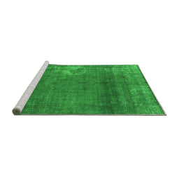 Sideview of Machine Washable Oriental Green Industrial Area Rugs, wshurb1087grn