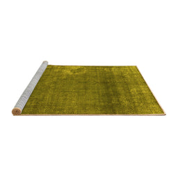 Sideview of Machine Washable Oriental Yellow Industrial Rug, wshurb1087yw