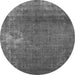 Round Machine Washable Oriental Gray Industrial Rug, wshurb1087gry