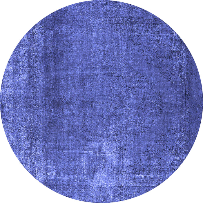 Round Oriental Blue Industrial Rug, urb1087blu
