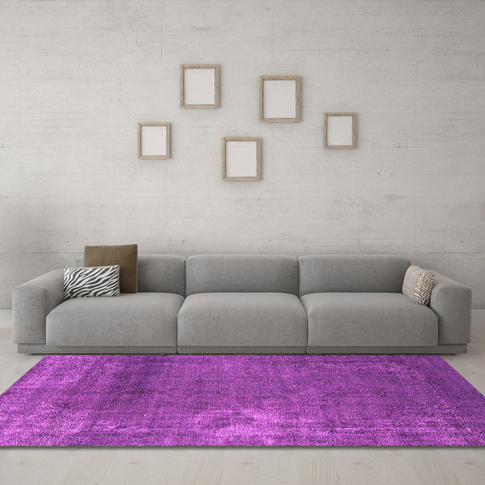 Machine Washable Oriental Pink Industrial Rug in a Living Room, wshurb1087pnk