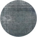 Round Mid-Century Modern Light Slate Gray Oriental Rug, urb1087