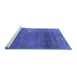 Sideview of Machine Washable Oriental Blue Industrial Rug, wshurb1087blu