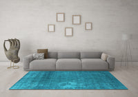 Machine Washable Oriental Light Blue Industrial Rug, wshurb1087lblu