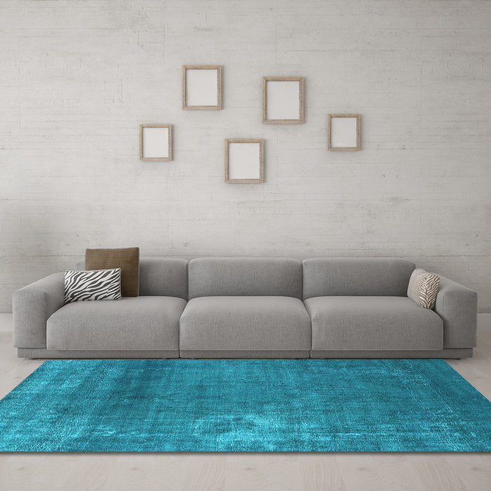 Machine Washable Oriental Light Blue Industrial Rug in a Living Room, wshurb1087lblu