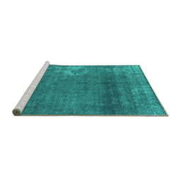 Sideview of Machine Washable Oriental Turquoise Industrial Area Rugs, wshurb1087turq