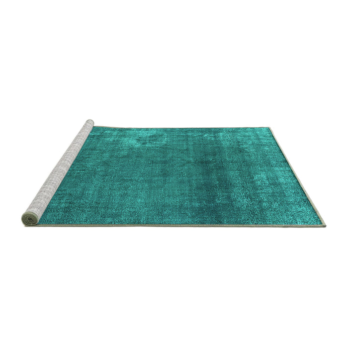 Sideview of Machine Washable Oriental Turquoise Industrial Area Rugs, wshurb1087turq