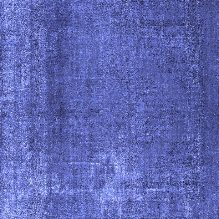 Square Machine Washable Oriental Blue Industrial Rug, wshurb1087blu