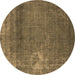 Round Machine Washable Oriental Brown Industrial Rug, wshurb1087brn