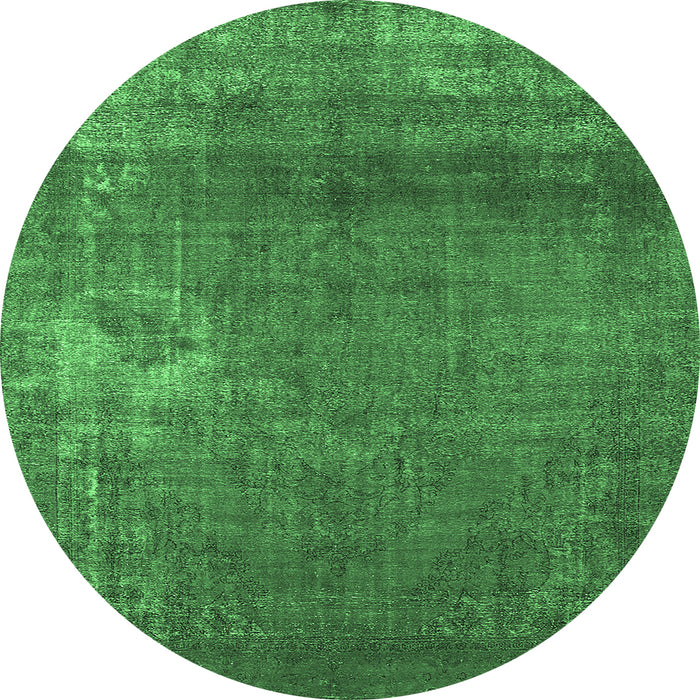 Round Oriental Emerald Green Industrial Rug, urb1087emgrn
