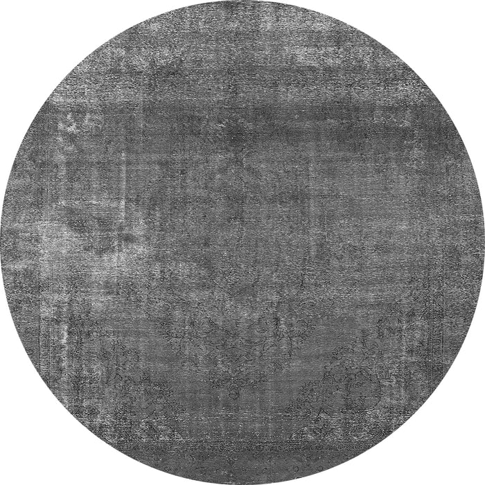 Round Oriental Gray Industrial Rug, urb1087gry
