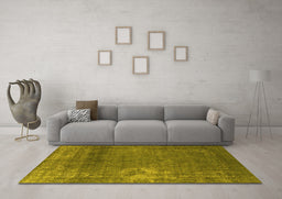 Machine Washable Oriental Yellow Industrial Rug in a Living Room, wshurb1087yw