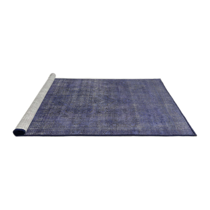 Sideview of Machine Washable Industrial Modern Slate Blue Grey Blue Rug, wshurb1088