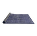 Sideview of Mid-Century Modern Slate Blue Grey Oriental Rug, urb1088