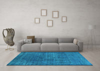 Machine Washable Oriental Light Blue Industrial Rug, wshurb1088lblu