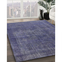 Mid-Century Modern Slate Blue Grey Oriental Rug, urb1088