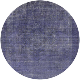 Round Machine Washable Industrial Modern Slate Blue Grey Blue Rug, wshurb1088