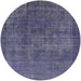 Round Machine Washable Industrial Modern Slate Blue Grey Blue Rug, wshurb1088