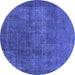 Round Oriental Blue Industrial Rug, urb1088blu