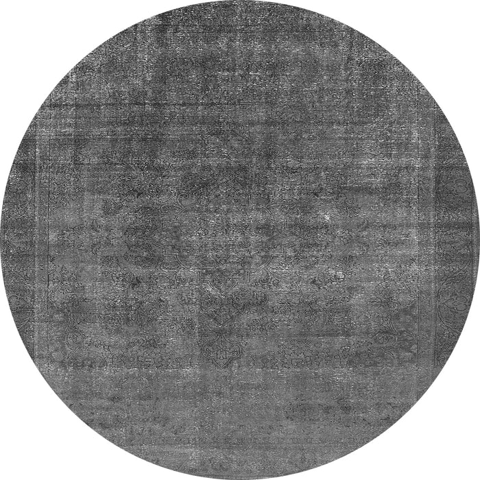 Round Oriental Gray Industrial Rug, urb1088gry