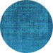 Round Oriental Light Blue Industrial Rug, urb1088lblu