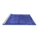 Sideview of Machine Washable Oriental Blue Industrial Rug, wshurb1088blu