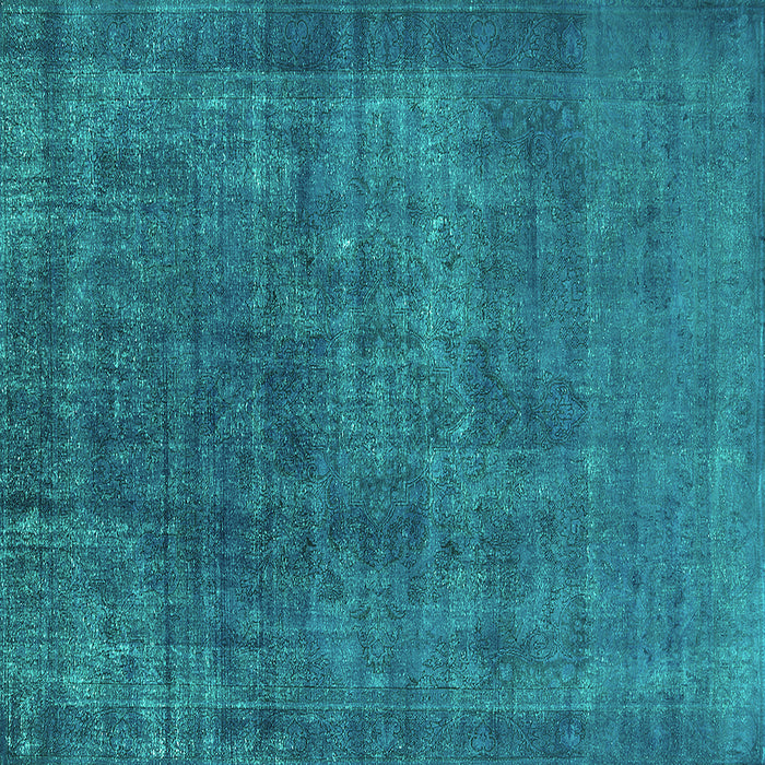 Square Oriental Turquoise Industrial Rug, urb1088turq
