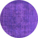 Round Oriental Purple Industrial Rug, urb1088pur