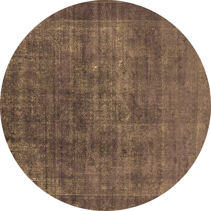 Round Oriental Brown Industrial Rug, urb1088brn