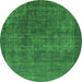 Round Oriental Green Industrial Rug, urb1088grn