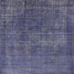Square Machine Washable Industrial Modern Slate Blue Grey Blue Rug, wshurb1088