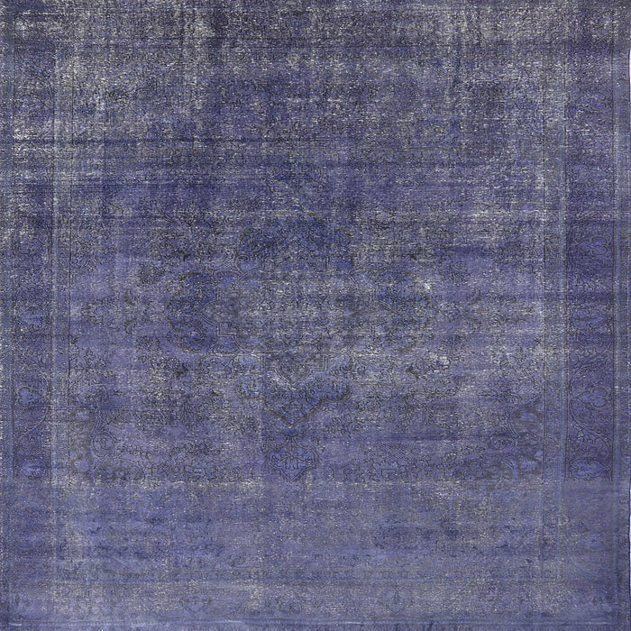 Square Machine Washable Industrial Modern Slate Blue Grey Blue Rug, wshurb1088