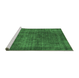 Sideview of Machine Washable Oriental Emerald Green Industrial Area Rugs, wshurb1088emgrn