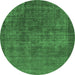 Round Oriental Emerald Green Industrial Rug, urb1088emgrn