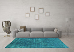 Machine Washable Oriental Turquoise Industrial Area Rugs in a Living Room,, wshurb1088turq