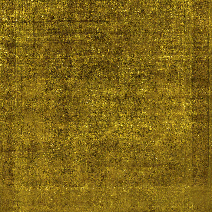 Machine Washable Oriental Yellow Industrial Rug, wshurb1088yw