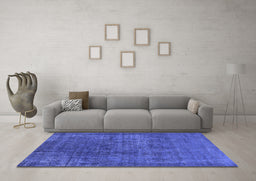 Machine Washable Oriental Blue Industrial Rug in a Living Room, wshurb1088blu