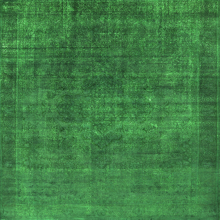 Square Machine Washable Oriental Green Industrial Area Rugs, wshurb1088grn