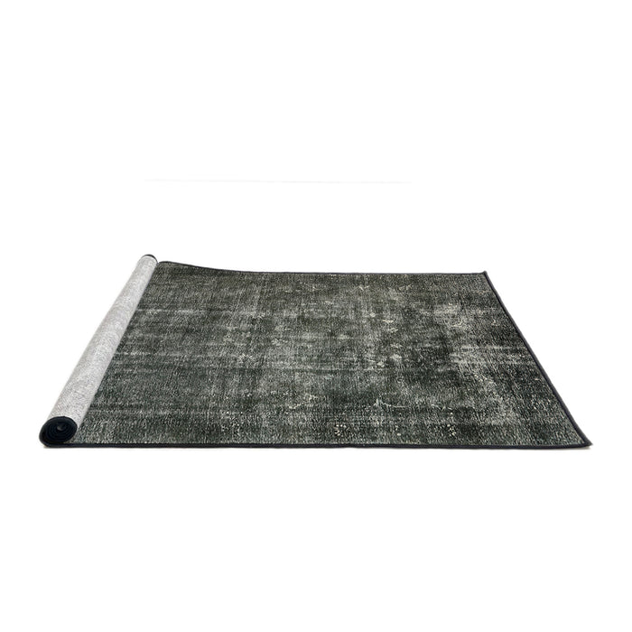 Sideview of Machine Washable Industrial Modern Black Rug, wshurb1089