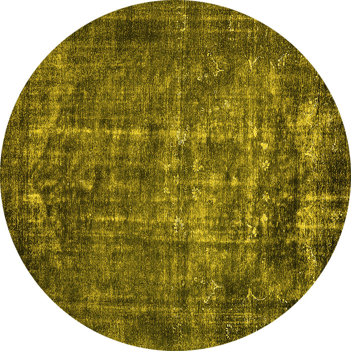 Round Oriental Yellow Industrial Rug, urb1089yw