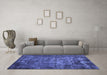 Machine Washable Oriental Blue Industrial Rug in a Living Room, wshurb1089blu