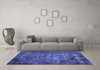 Machine Washable Oriental Blue Industrial Rug, wshurb1089blu