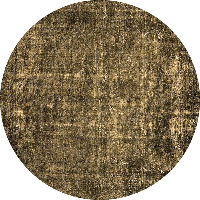 Round Oriental Brown Industrial Rug, urb1089brn
