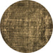 Round Oriental Brown Industrial Rug, urb1089brn