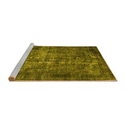 Sideview of Machine Washable Oriental Yellow Industrial Rug, wshurb1089yw