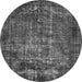 Round Machine Washable Oriental Gray Industrial Rug, wshurb1089gry