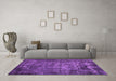 Machine Washable Oriental Purple Industrial Area Rugs in a Living Room, wshurb1089pur