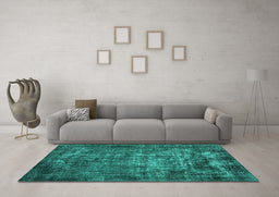 Machine Washable Oriental Turquoise Industrial Area Rugs in a Living Room,, wshurb1089turq