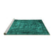 Sideview of Machine Washable Oriental Turquoise Industrial Area Rugs, wshurb1089turq