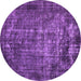 Round Oriental Purple Industrial Rug, urb1089pur